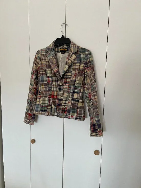 Ralph Lauren Rugby blazer patchwork vintage cotton lined size xs women - Picture 3 of 13